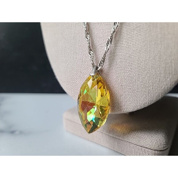 925 Sterling Silver Faceted Crystal Pendant Necklace Vintage Made In Mexico - Picture 2 of 10